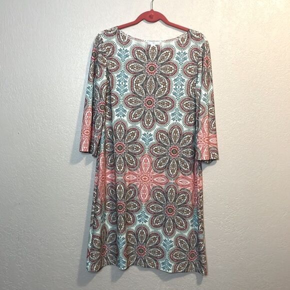London Times Paisley Patterned Bohemian Long-Sleeve Dress - Picture 1 of 5